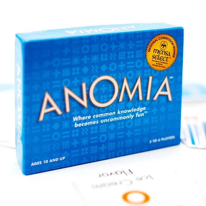 Anomia Blue Box with Mensa Select Seal.