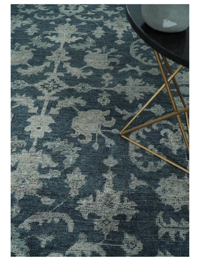 8x10 Beige and Charcoal Traditional Persian Hand Knotted Antique Wool Area Rug | TRD2367 - The Rug Decor