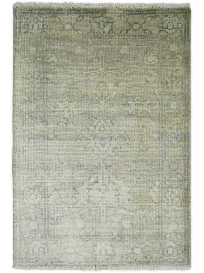 Antique Persian 2x3 Beige and Gray Hand Knotted Entryway Wool Area Rug | TRD2954723 - The Rug Decor