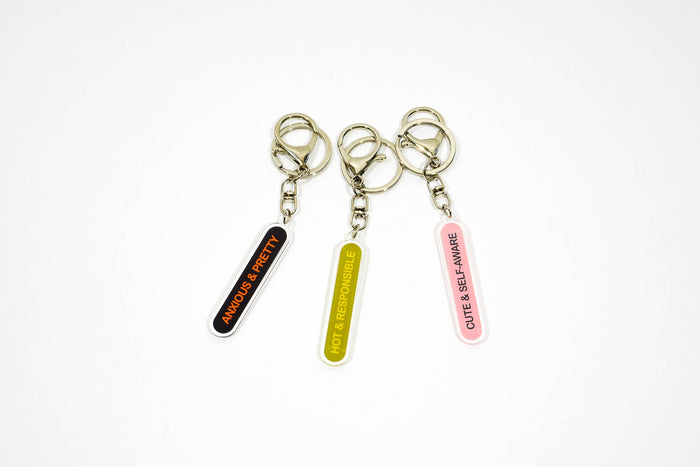 Anxious & pretty recycled acrylic keychain / bag charm