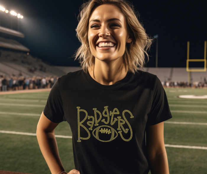 AnyTees Badgers Football SPANGLE TRANSFER