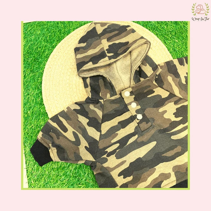 Army Print Dog Hoodie – Warm & Comfortable Winter Wear