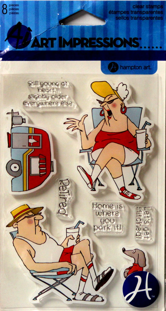Art Impressions Retired Couple Clear Stamps - SCRAPBOOKFARE