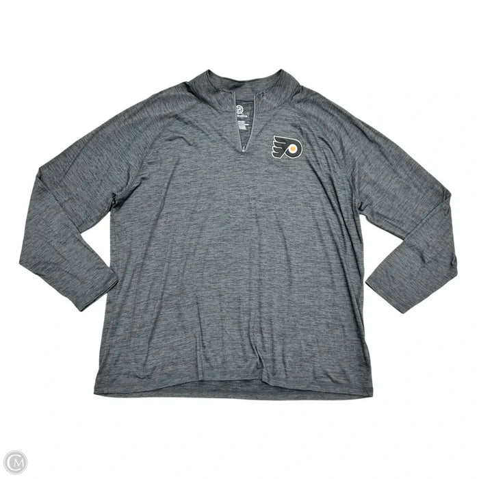 Athletic Top Long Sleeve Collar By Fanatics In Grey, Size: 3x