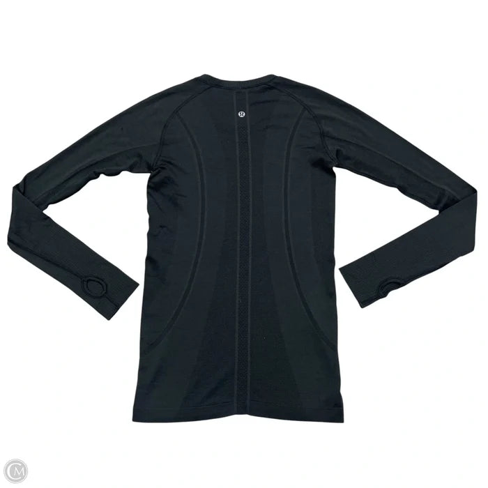 Athletic Top Long Sleeve Collar By Lululemon In Black, Size: S