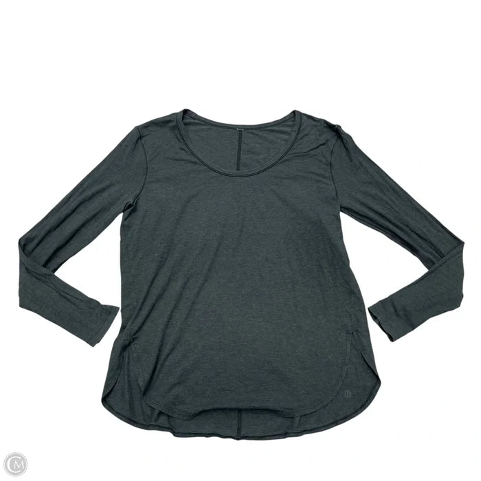 Athletic Top Long Sleeve Collar By Lululemon In Grey, Size: M