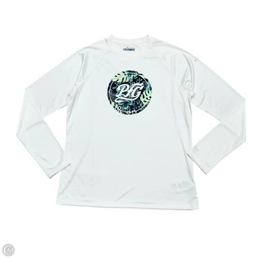 Athletic Top Long Sleeve Crewneck By Columbia In Blue & White, Size: L