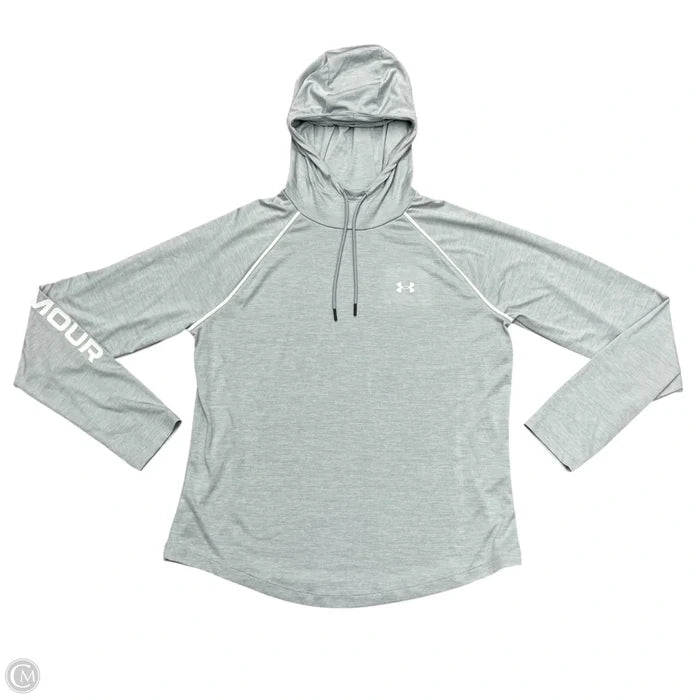 Athletic Top Long Sleeve Hoodie By Under Armour In Grey, Size: Xl