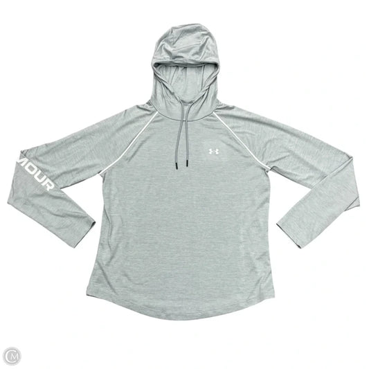 Athletic Top Long Sleeve Hoodie By Under Armour In Grey, Size: Xl