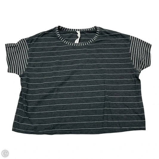 Athletic Top Short Sleeve By Lululemon In Grey & White, Size: S
