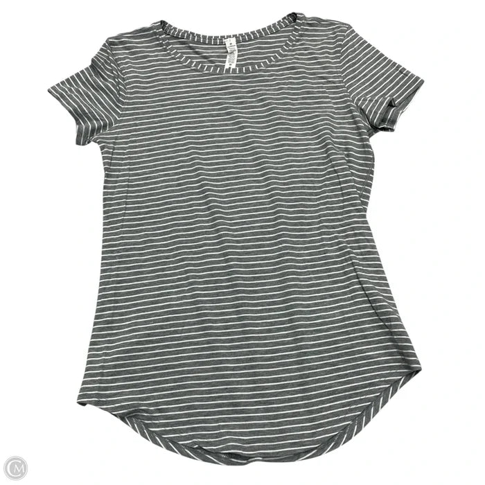 Athletic Top Short Sleeve By Lululemon In Grey & White, Size: Xs