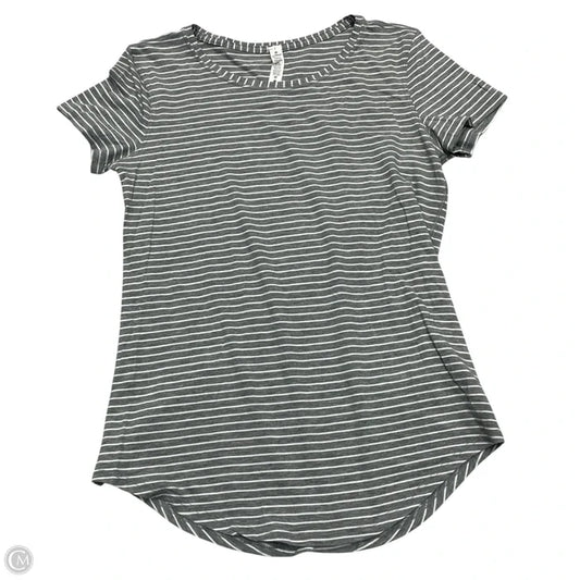 Athletic Top Short Sleeve By Lululemon In Grey & White, Size: Xs