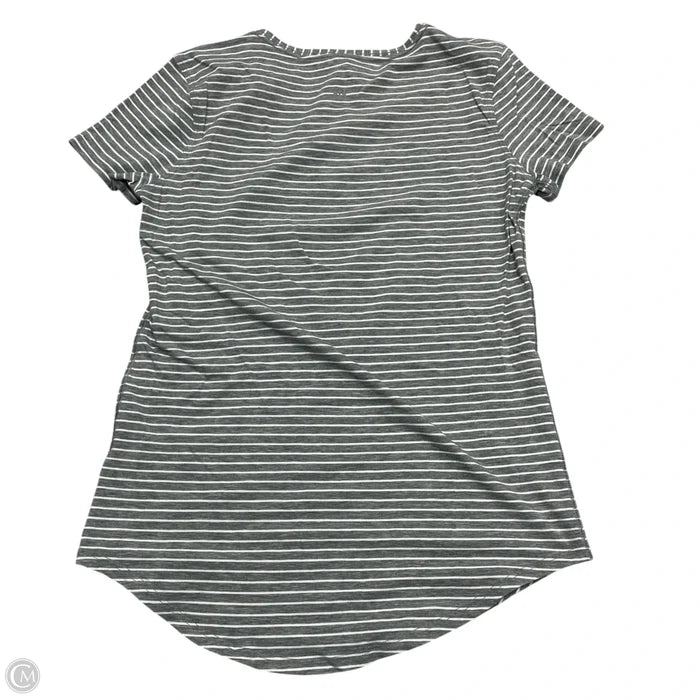 Athletic Top Short Sleeve By Lululemon In Grey & White, Size: Xs