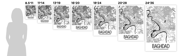 Baghdad Map Poster - Iraq Map Print - Art Deco Series