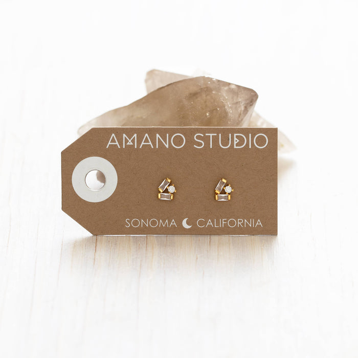 Baguette Crystal Cluster Stud Earrings