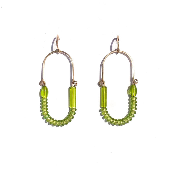 Balance Earrings- Olive + Chartreuse