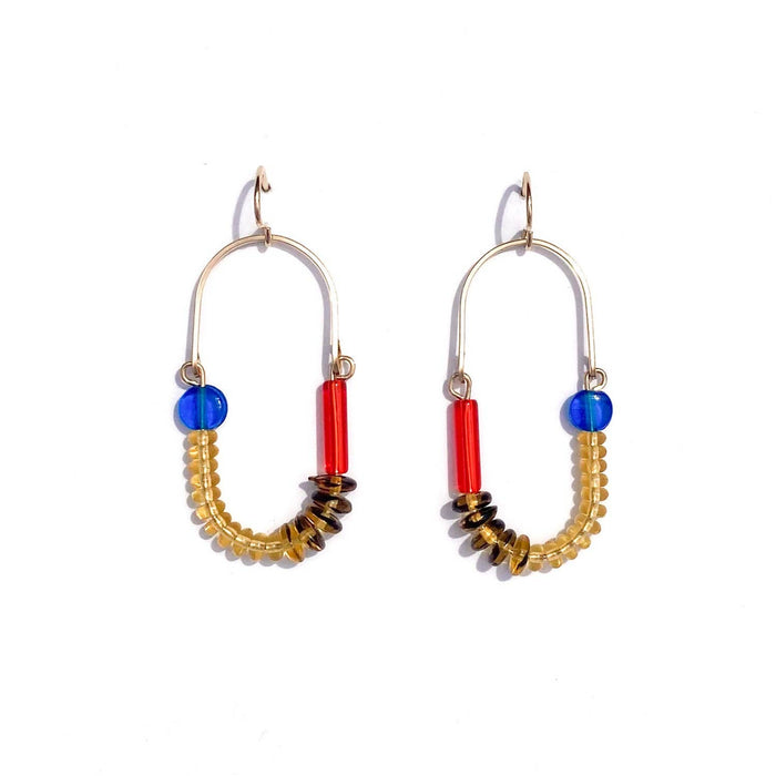 Balance Earrings- Topaz, Tortoise, Ruby, and Capri