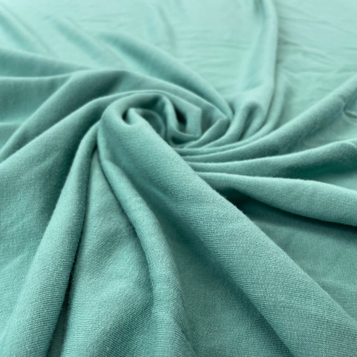 Bamboo Stretch Sweater Fleece Knit - Beryl Green - Deadstock - 350gsm