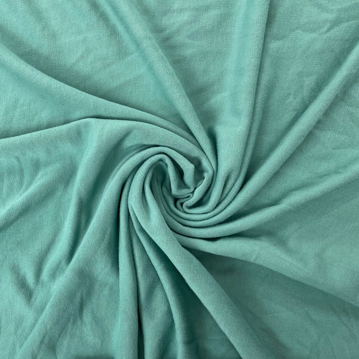 Bamboo Stretch Sweater Fleece Knit - Beryl Green - Deadstock - 350gsm