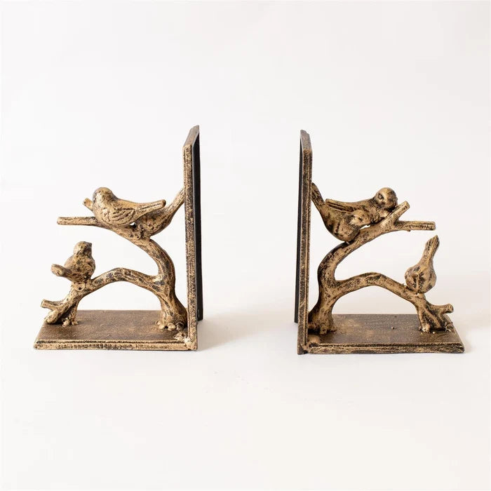 Birds On Branch Gold Bookends