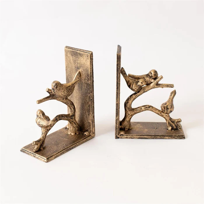 Birds On Branch Gold Bookends