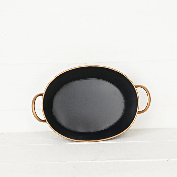 Black and Gold Metal Bowl with Handles