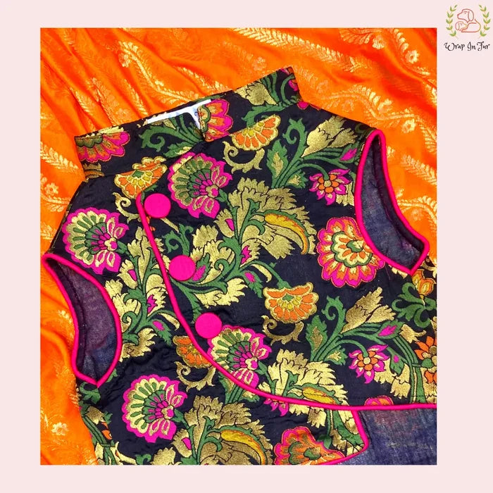 Black Flower Jacket Dog Sherwani
