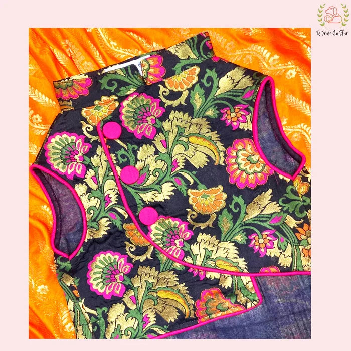 Black Flower Jacket Dog Sherwani
