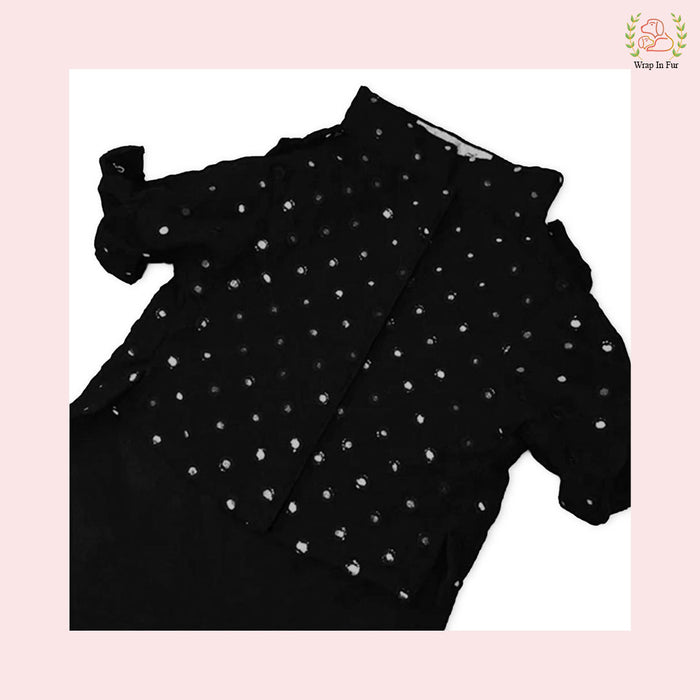Black & Red Mirror Work Dog Kurta Set - Indian Dog Ethnic Wear