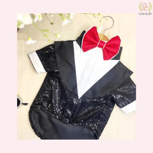 Black Sequin Dog Tuxedo Jacket - Glamorous Wedding Formal Suit