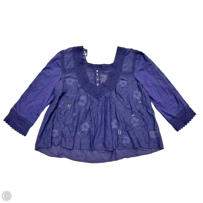 Blouse 3/4 Sleeve By Anthropologie In Purple, Size: S