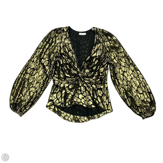 Blouse Long Sleeve By Alc In Black & Gold, Size: L