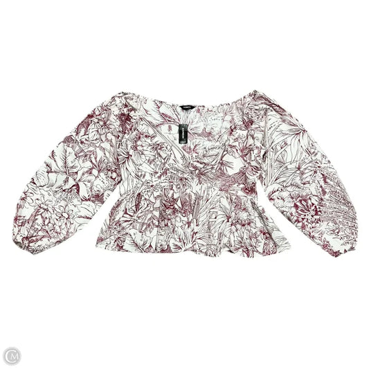 Blouse Long Sleeve By Express In Red & White, Size: Xl
