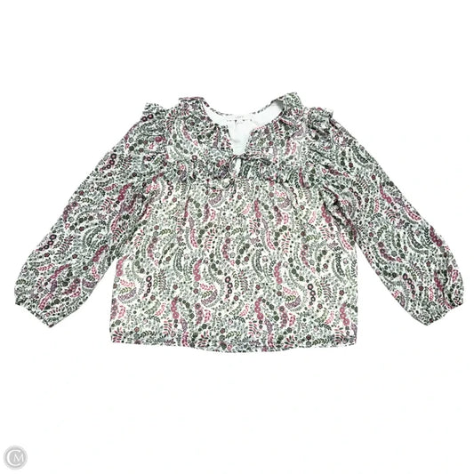 Blouse Long Sleeve By Loft In Cream & Green, Size: Xl
