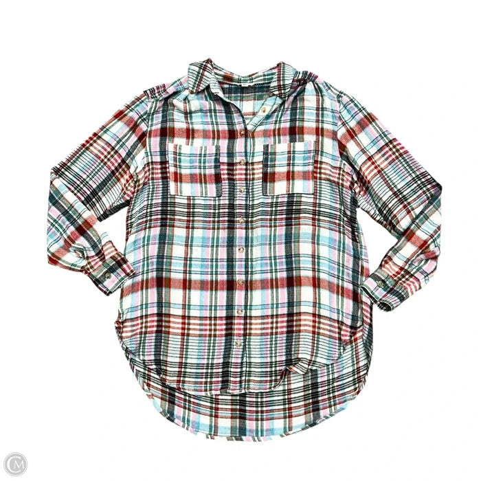Blouse Long Sleeve By Pilcro In Plaid Pattern, Size: Xs