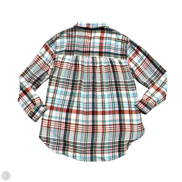 Blouse Long Sleeve By Pilcro In Plaid Pattern, Size: Xs