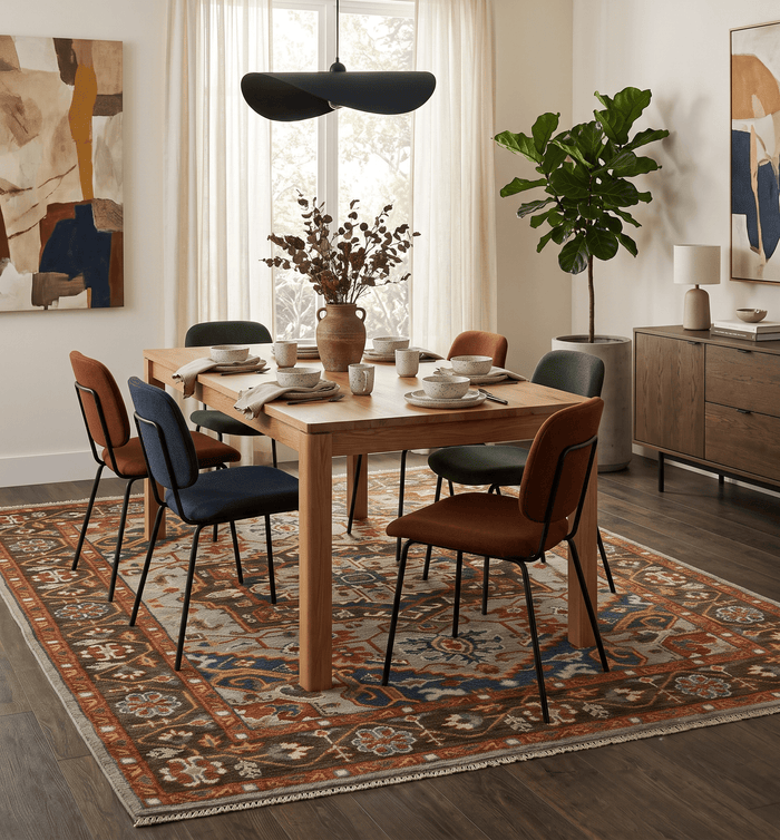 Blue and Brown Traditional Antique look Heriz Serapi Hand Knotted Custom Made wool Area Rug - The Rug Decor