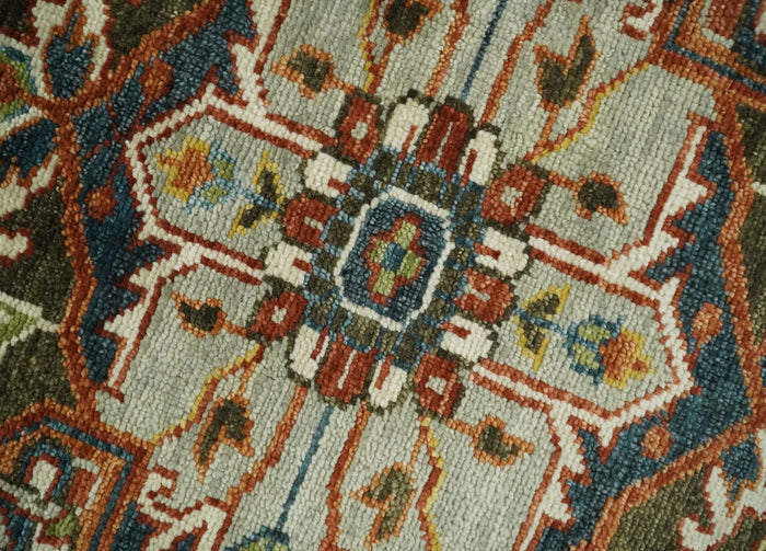 Oversize 5x8, 6x9, 8x10, 9x12, 10x14 and 12x15 Brown and Blue Traditional Persian Eclectic Hand Knotted Area Rug | TRDCP205 - The Rug Decor