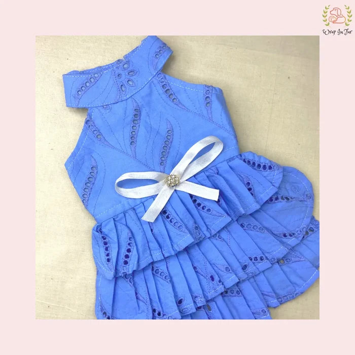 Blue Embroidery Frock Dog Princess Dress – Bridal & Wedding Outfit