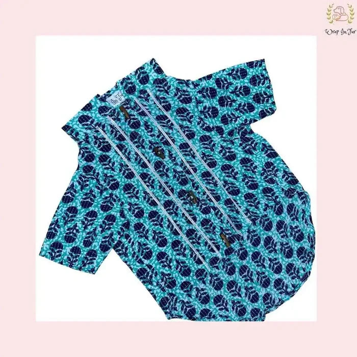 Blue Floral Block Print Dog Kurta - Premium Indian Dog Ethnic Wear
