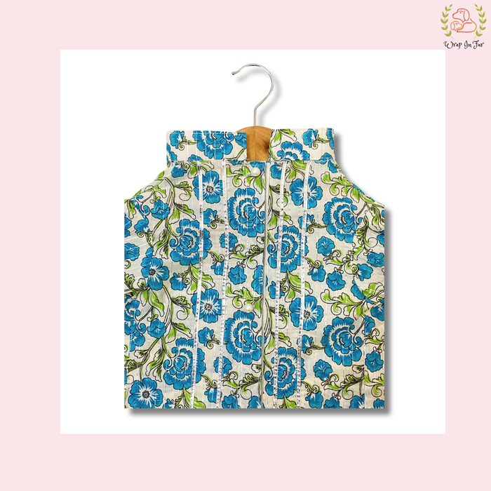 Blue Floral Dog Kurta - Elegant Indian Dog Ethnic Wear Dress