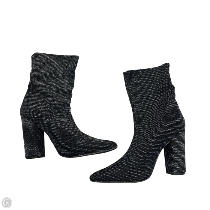 Boots Ankle Heels By Shoedazzle In Black & Silver, Size: 9