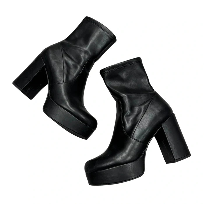 Boots Ankle Heels In Black, Size: 7.5