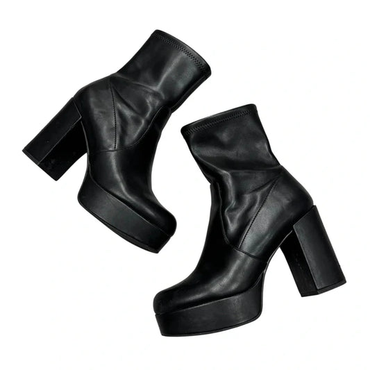 Boots Ankle Heels In Black, Size: 7.5