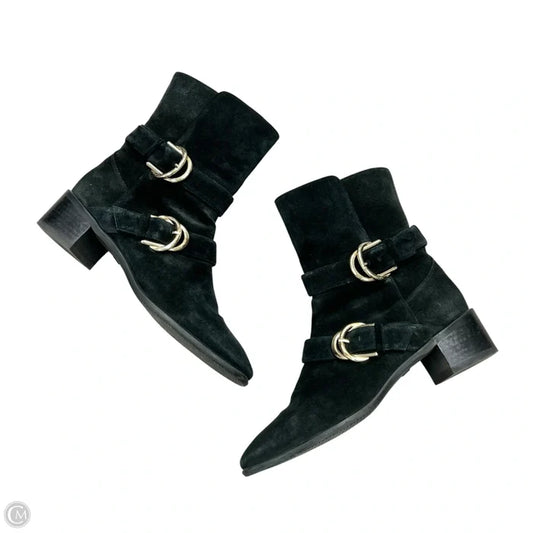 Boots Designer By Stuart Weitzman In Black & Gold, Size: 7.5