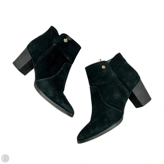 Boots Designer By Tory Burch In Black & Gold, Size: 7