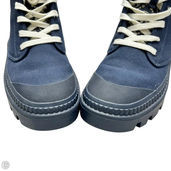 Boots Designer By Tory Burch In Blue & Cream, Size: 8.5