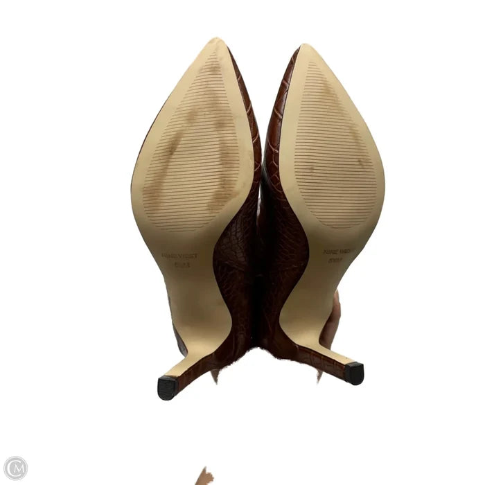 Boots Mid-calf Heels By Nine West In Brown, Size: 5.5