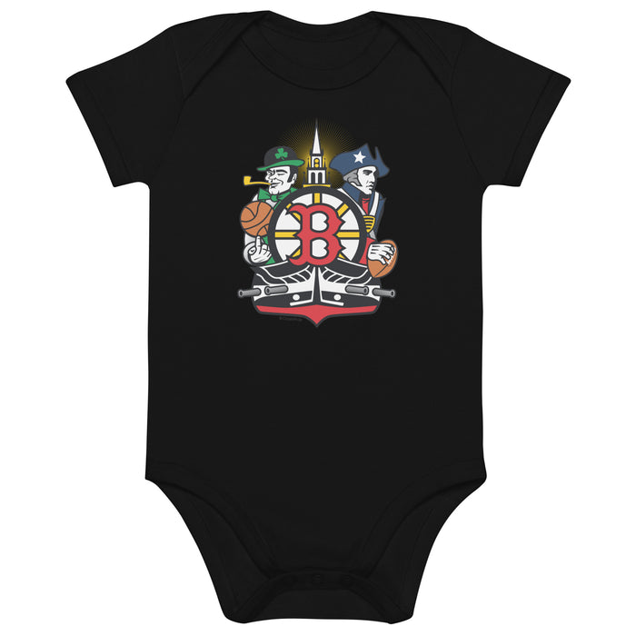 Boston Sports Fan Crest - Organic cotton baby bodysuit