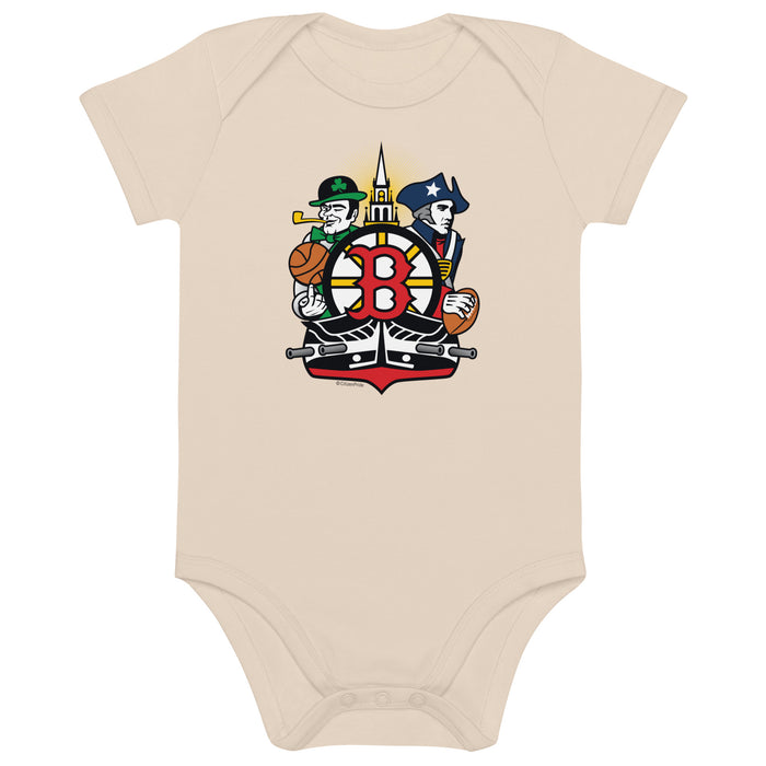 Boston Sports Fan Crest - Organic cotton baby bodysuit